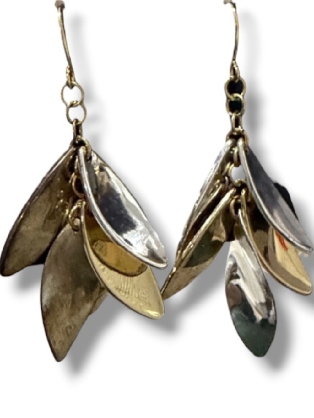 Area Stars Gold & Silver Leaf Earrings Layered Leaves Geometric Drop Jewelry